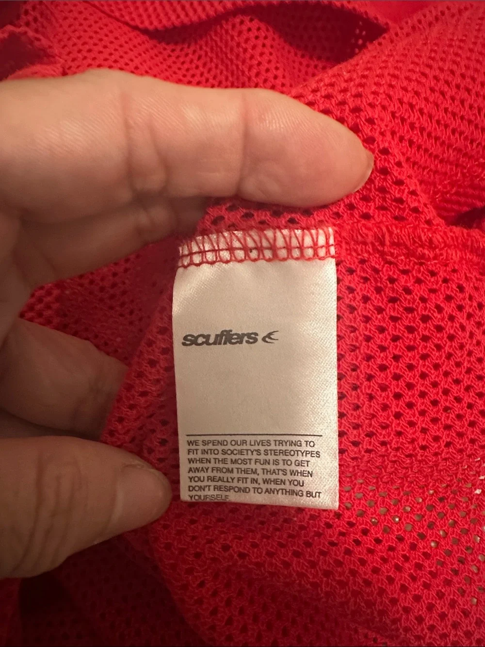 SCUFFERS Oversized Men Red Crewneck Mesh Pullover Sweater